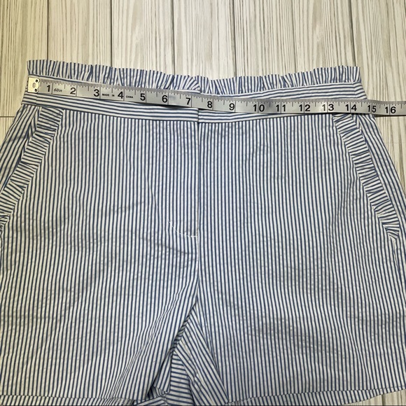 J. Crew Seersucker Striped Ruffle Shorts, blue and white stripes - Picture 11 of 14